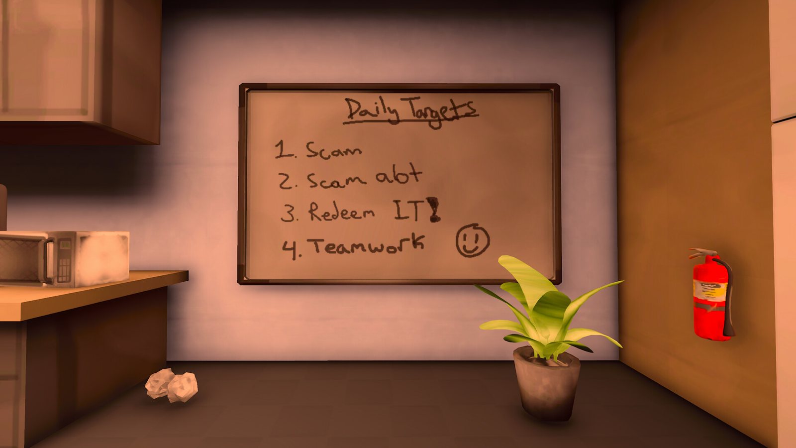 A whiteboard with four daily targets